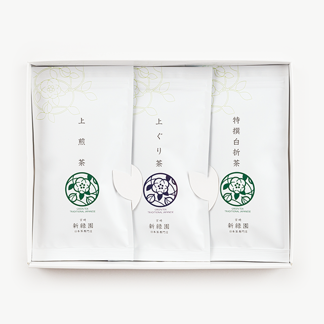 【SGS25】上煎茶100g 上ぐり茶100g 特撰白折茶100g