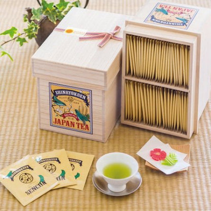 桐箱入り「空飛ぶお茶」煎茶ティーバッグ（個包装100p入り）茶箱